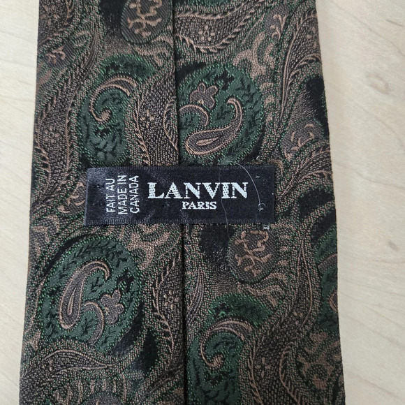 🇨🇵LANVIN Black and Green Paisley Tie - Picture 7 of 8